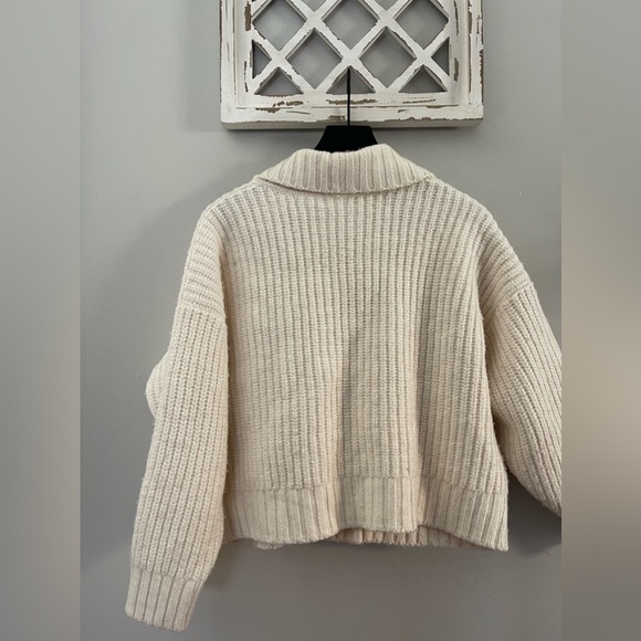 Anthropologie Deep-V Cardigan Sweater Wool Blend In Ivory Size L - Picture 7 of 12